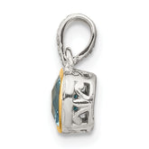 Shey Couture Sterling Silver Rhod-plated with 14k Accent Polished Cushion-cut Light Swiss Blue Topaz Pendant